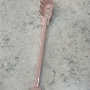 Vintage Pink Pasta Server Fork Kitchen Utensil